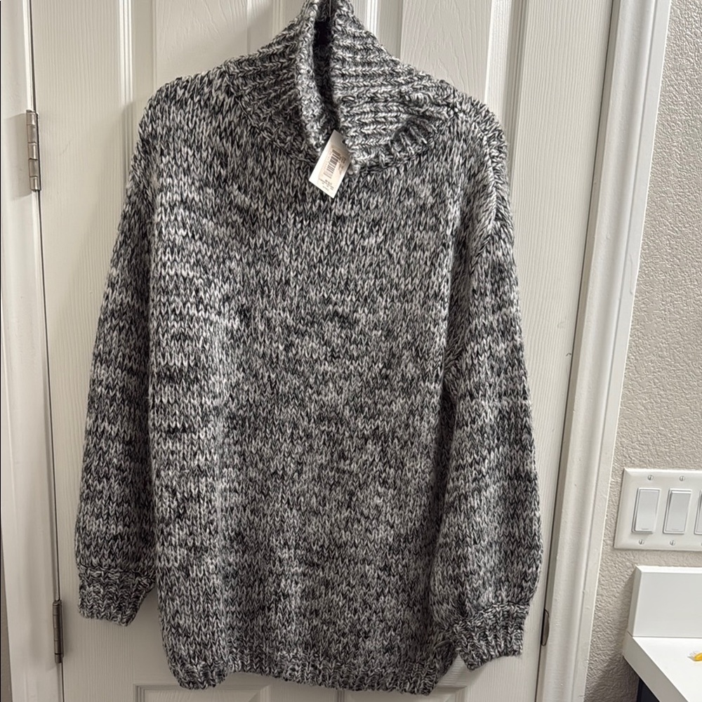 Gray Knit Turtleneck Sweater
